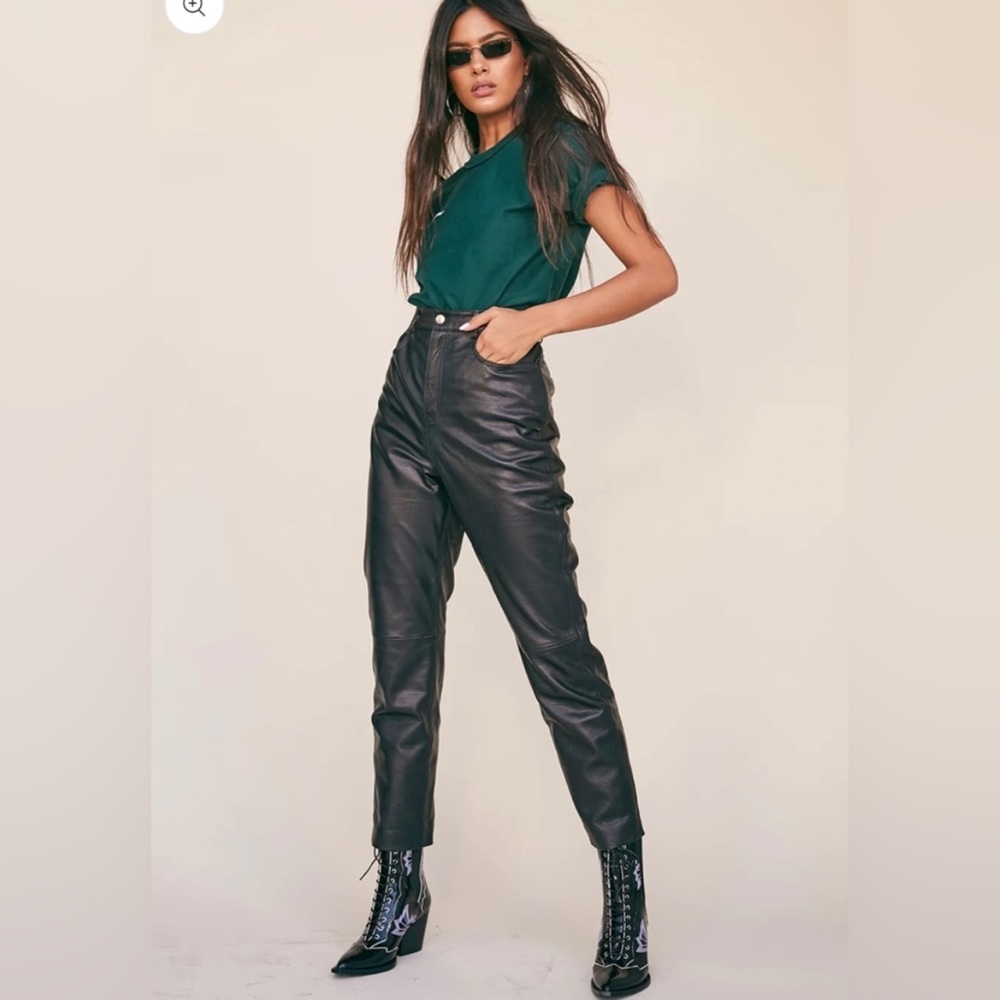 LPA black genuine Leather pants 417 xs